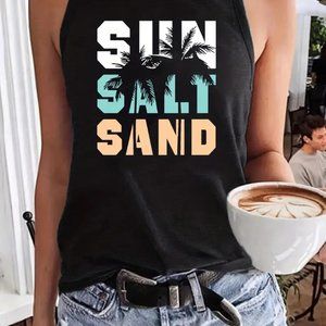 Crew Neck Tank Top - Size: Medium - Color: Black